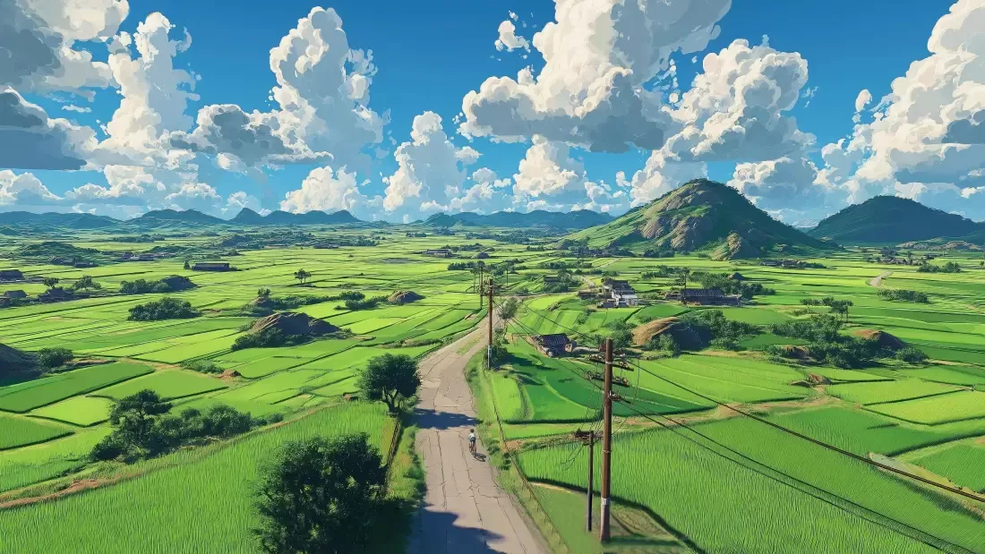 田园壁纸｜晴空旷野背景图片 - 自由骑行-零次元