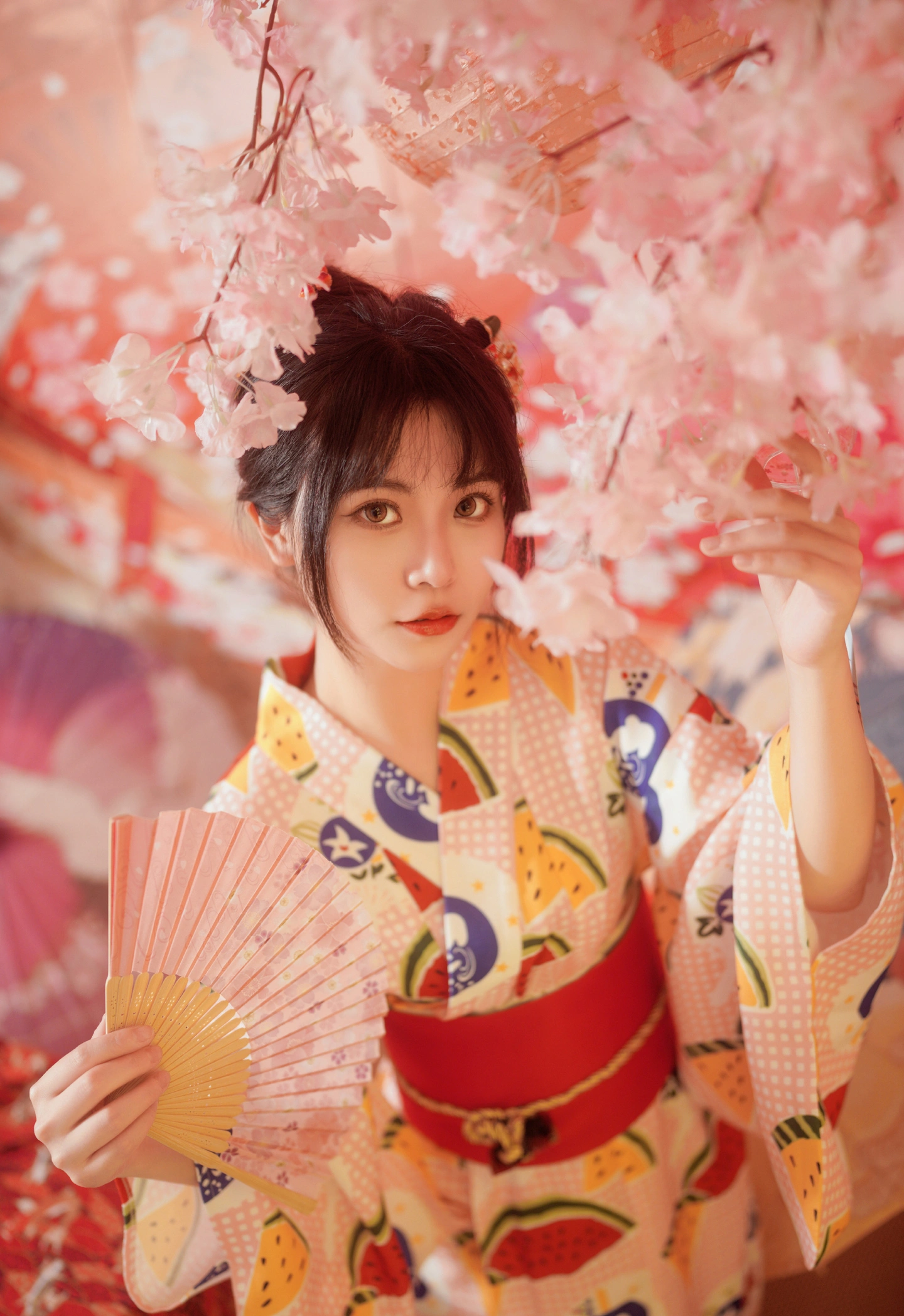 西瓜浴衣  夏日和服少女写真